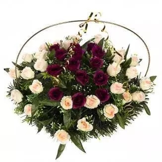 Фотография Корзина овальная РК05505 (сочетание роз двух цветов)
