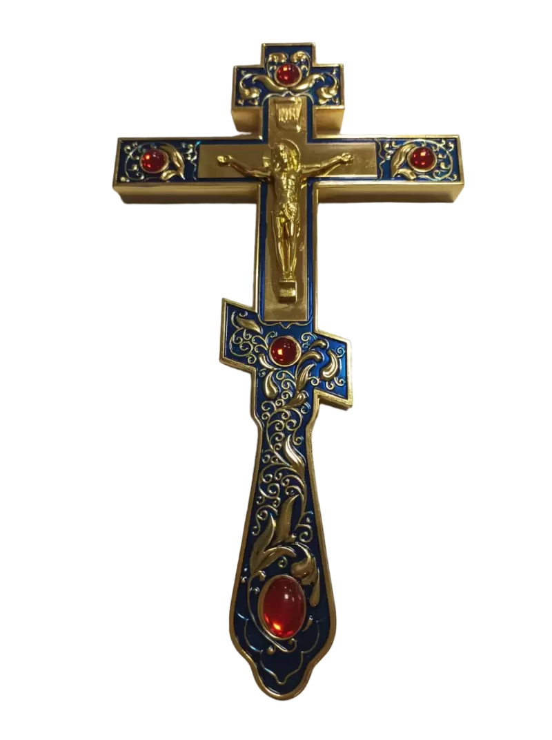Фотография Установка символики на крест (латунь/синяя эм.)